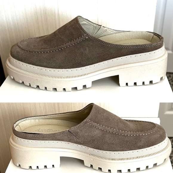 Like New! Avellini Made in Portugal Suede Lug Sole Mules/Clogs Taupe Size 41/9.5 - Picture 8 of 14